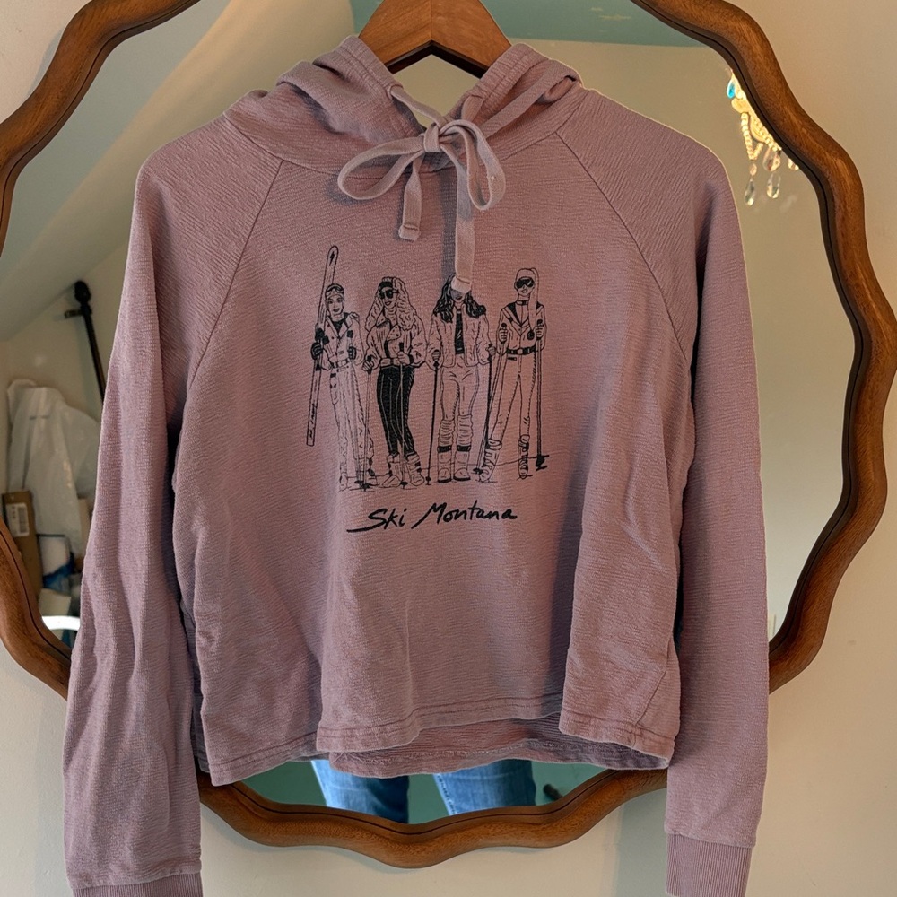 Mono B Dusty Mauve Ski Graphic Hooded Pullover